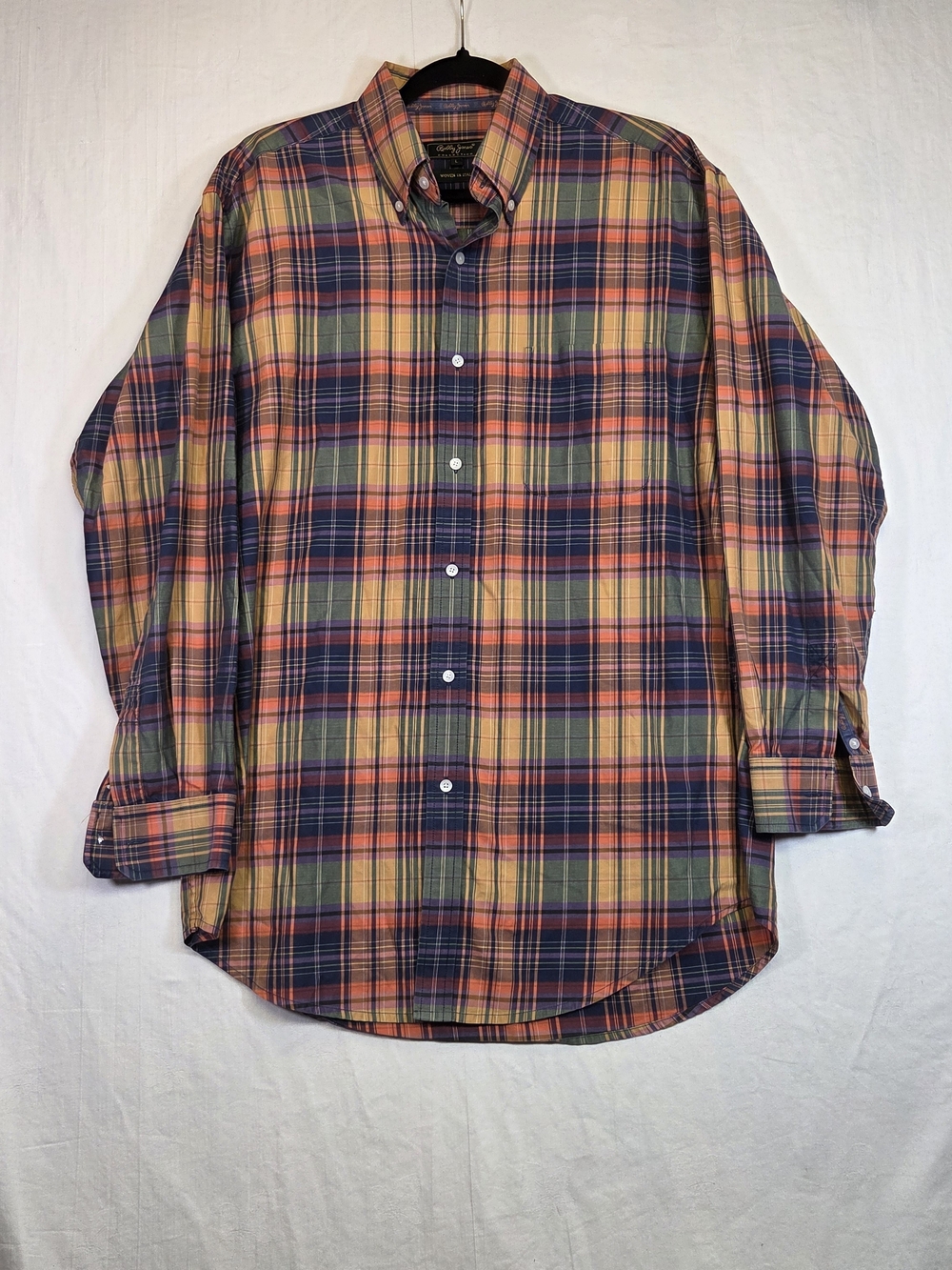 Vintage Bobby Jones Collection Plaid Button Down Shirt Woven in Italy Lg. #0334